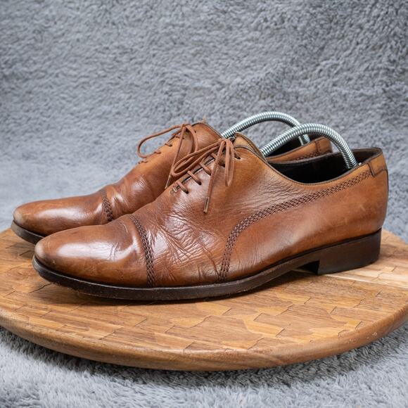 TARYN ROSE Men's Carmel Tan Leather Cap-Toe Oxford Size 10.5 C - Picture 4 of 9